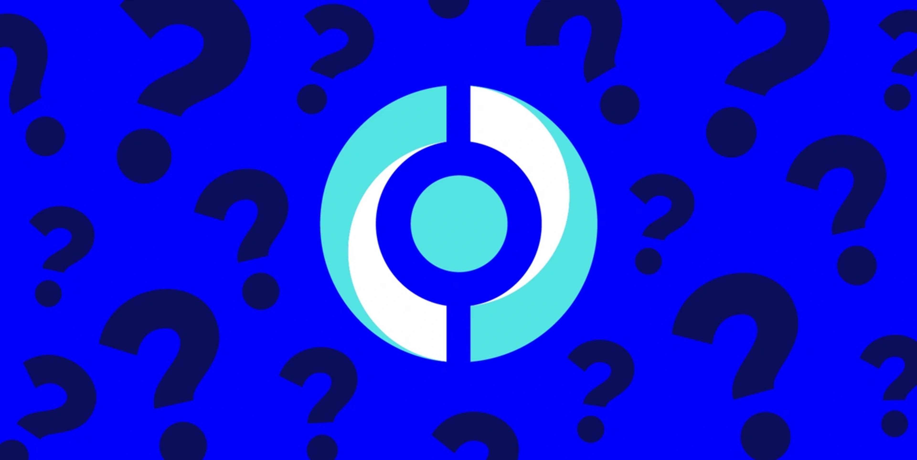 blue background with black question marks with careercircle logo in the middle