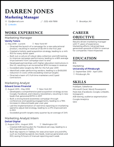 9 Best Marketing Resume Examples for 2022