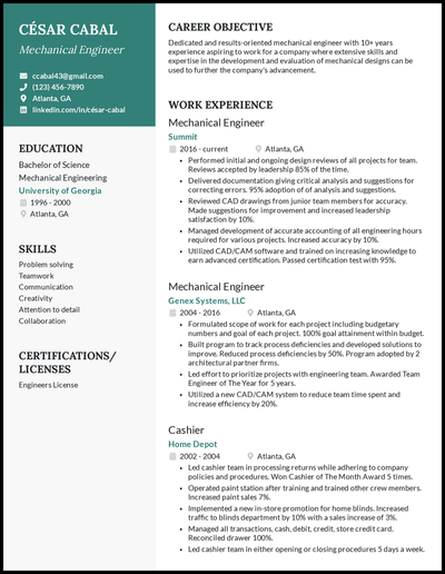 Mechanical Engineer with 10+ years of experience
