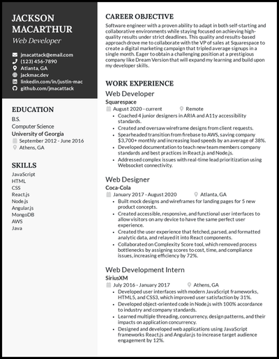 7 Web Developer Resume Examples Built For 2023