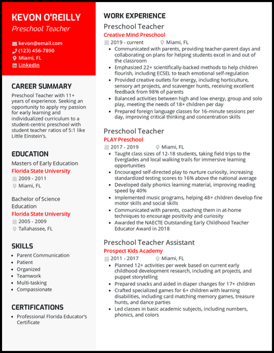 5 Preschool Teacher Resume Examples - LBeVEOaqQeePwUuiS8t5