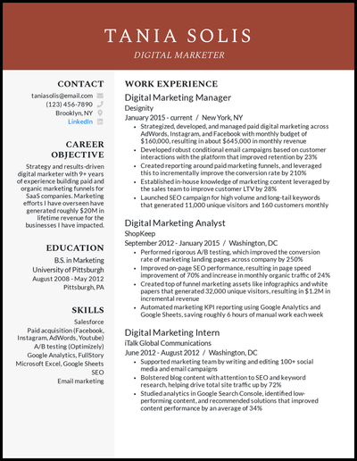 7 Digital Marketing Resume Examples For 2022 