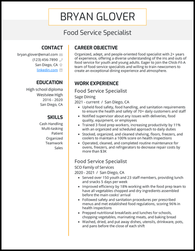 5 Food Service Worker Resume Examples for 2022