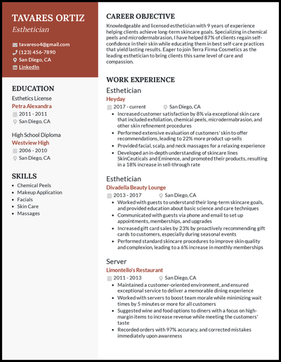 Esthetician Resume Examples Popoyay0015