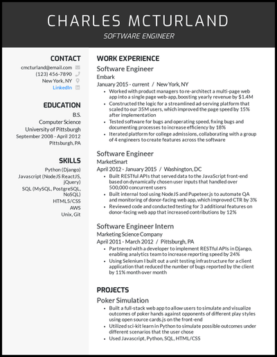 5 Software Engineer Resume Examples That Worked In 22