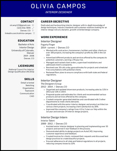 5 Interior Design Resume Examples - RpTYtaatTX2J3UHwtCPI