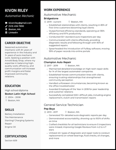 5 Auto Mechanic Resume Examples That Worked In 2022   UGfce7yySROQ8prvSBjU