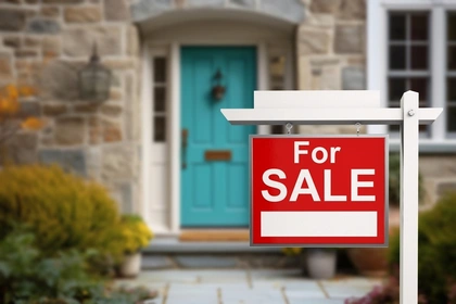 House with For Sale sign outside