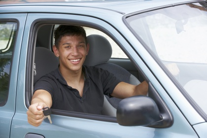 young man in car