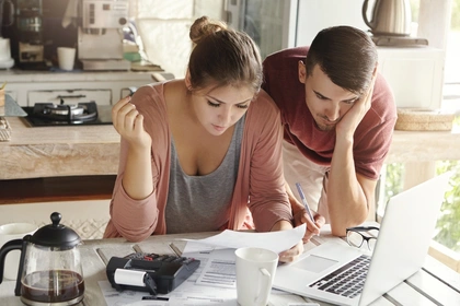 Couple looking over paperwork