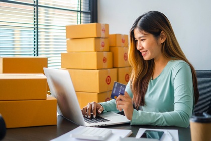 Small business owner making a purchase