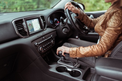 woman driving car