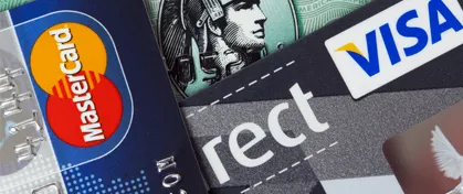 Close up of different credit cards