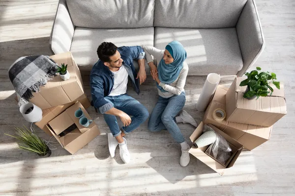 young couple just moved in