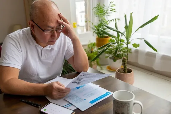Man looking at an unpaid Council Tax bill