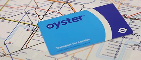 an Oyster card on top of a London underground map