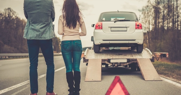 Car being towed