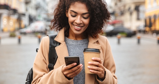 woman checking phone