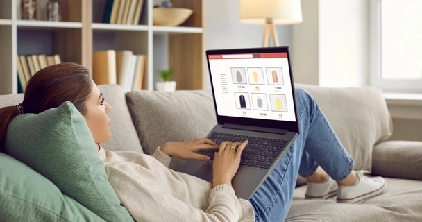 woman shopping on her laptop