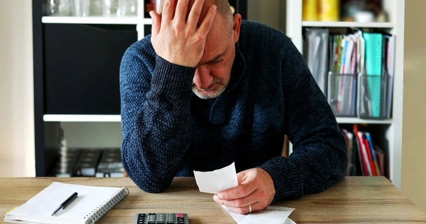 Man looking at energy bill