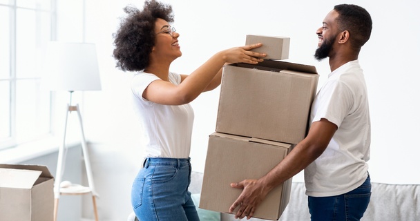 couple packing boxes