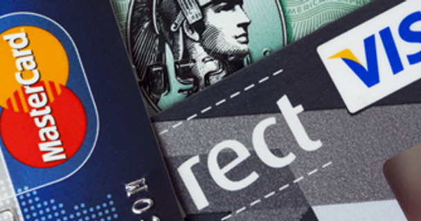 Close up of different credit cards