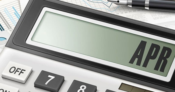 Close up of a calculator showing "APR" on the screen