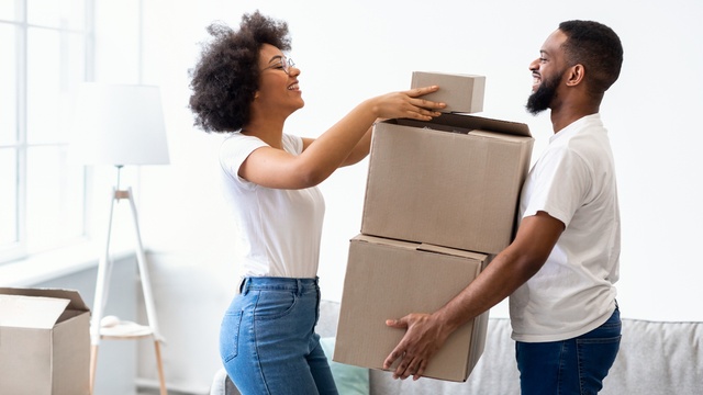 couple packing boxes