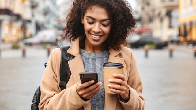 woman checking phone