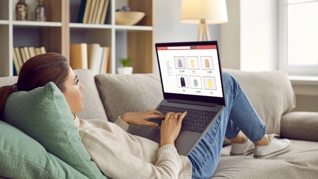 woman shopping on her laptop