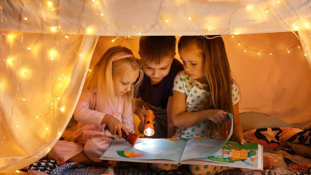children in a fort