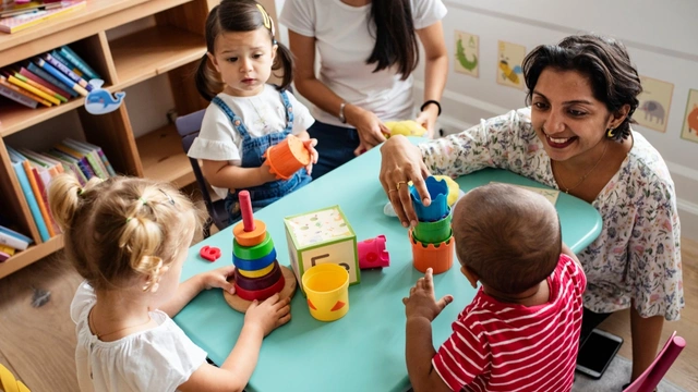 children playing at a table in nursery