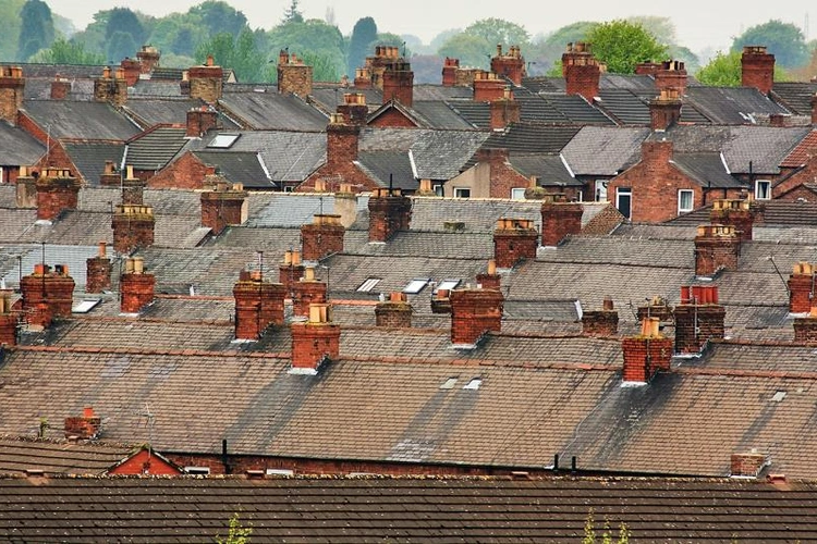 Roofs of a street of terraced houses