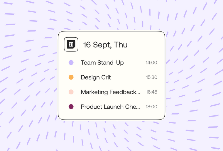 Calendar view with meetings listed