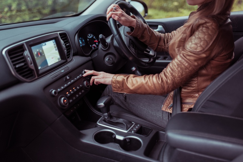 Woman driving automatic car