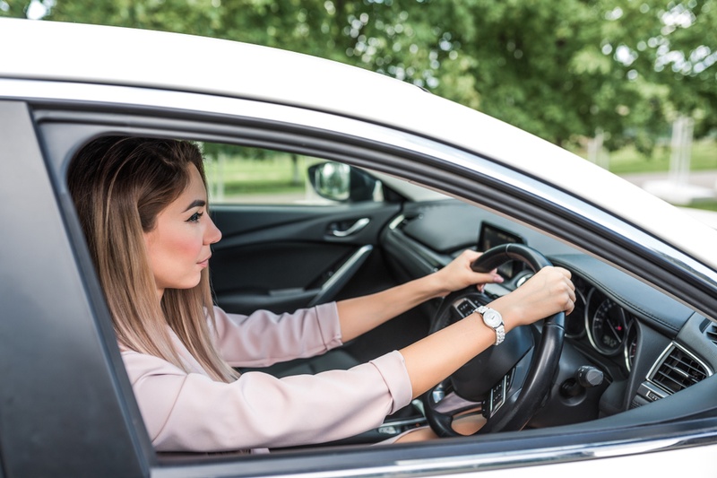 womman driving car