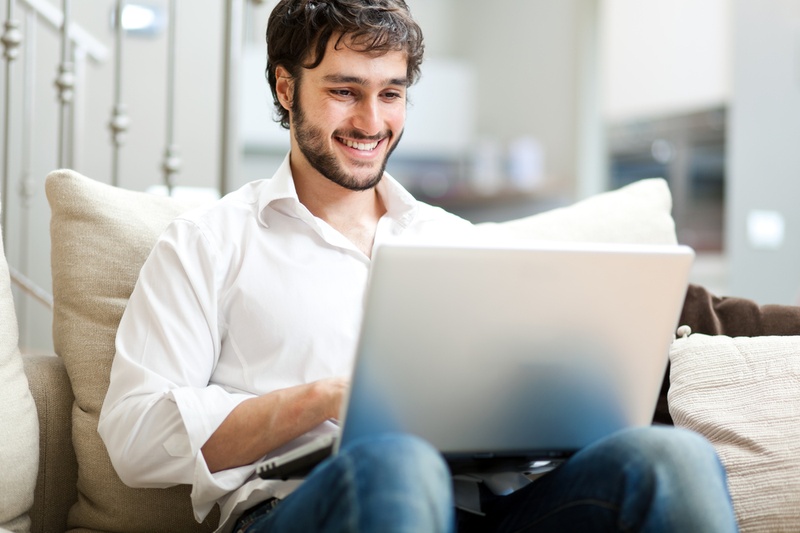 man checking credit score