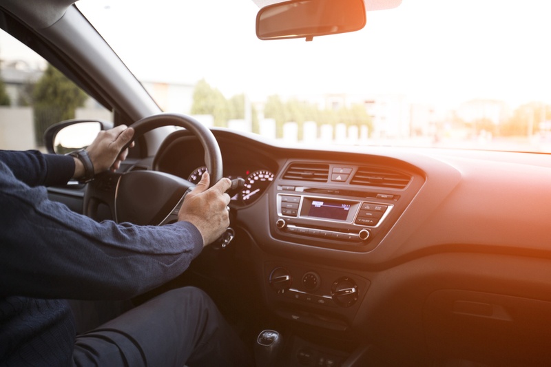 Man driving car