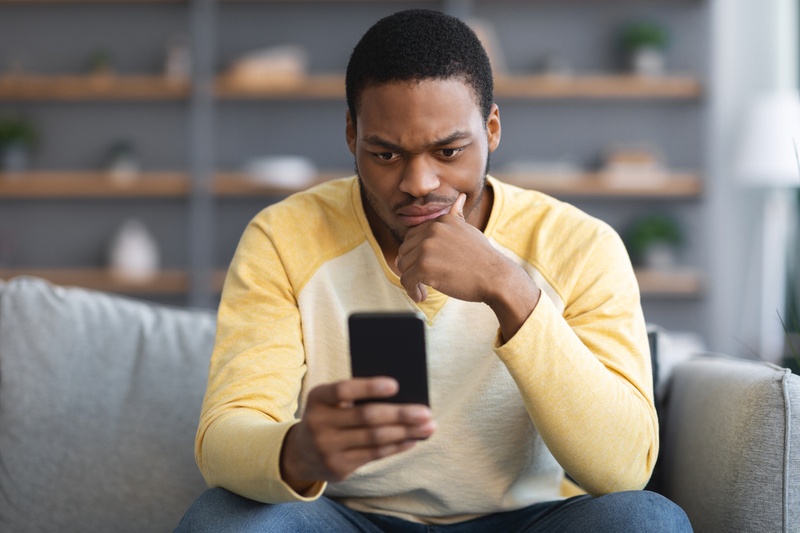 worried man on phone