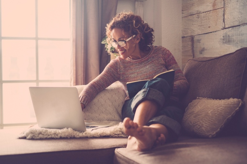 relaxed woman on laptop