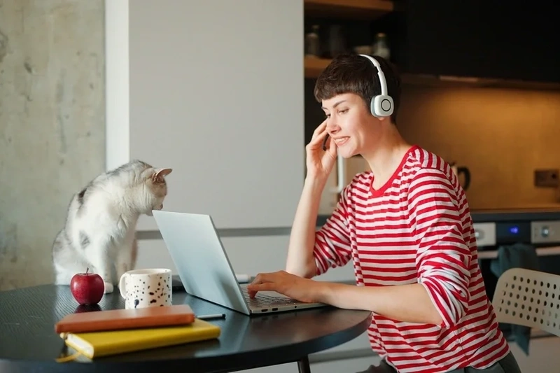 Woman at laptop applying for a loan