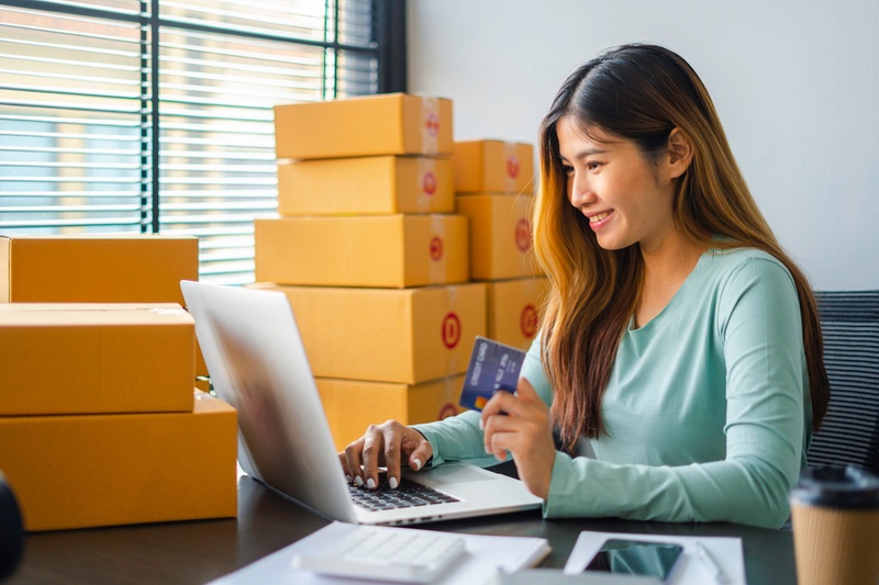 Small business owner making a purchase