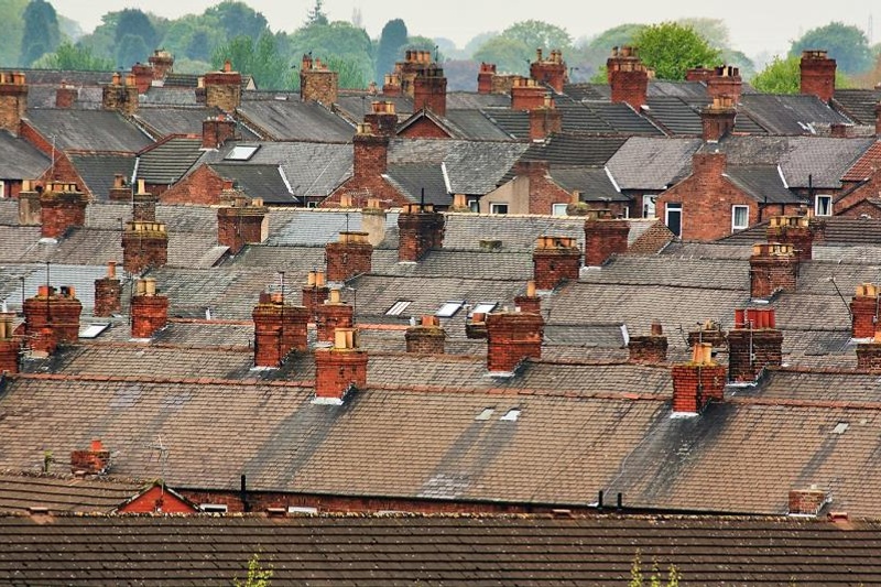 Roofs of a street of terraced houses