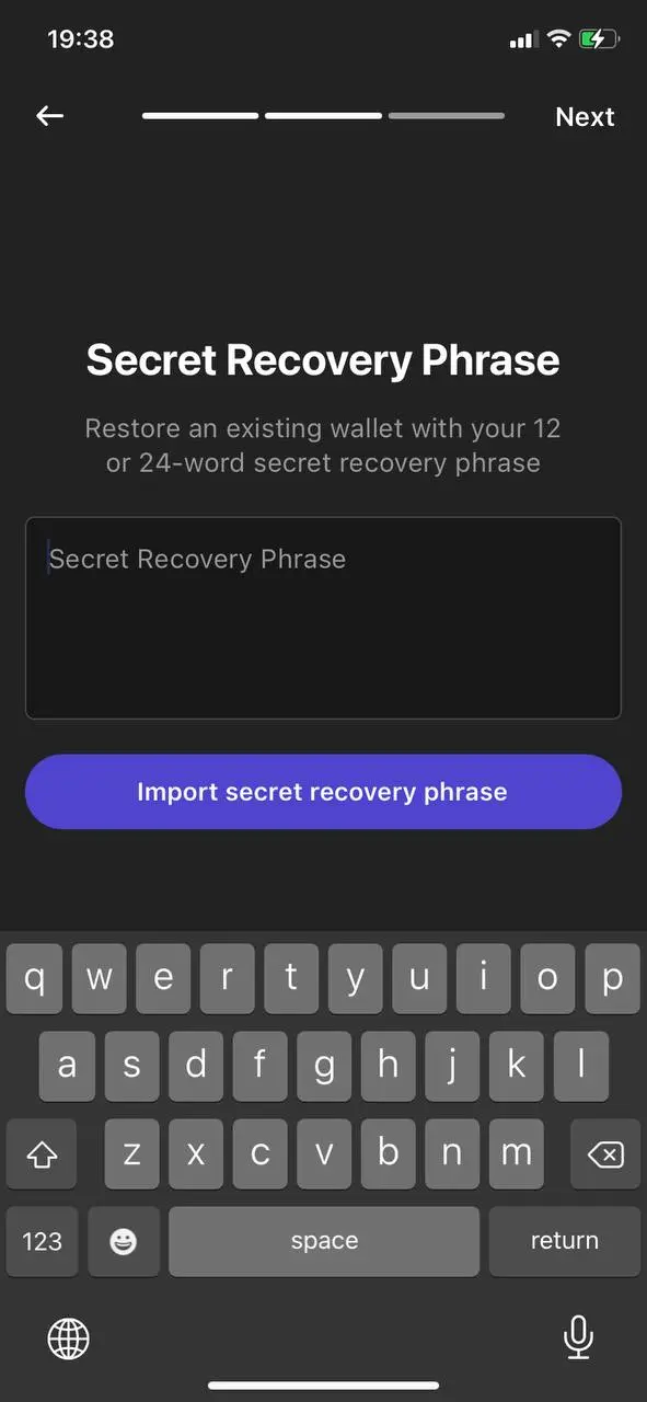 secret recovery phrase