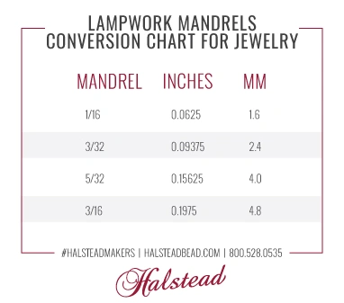 Lampwork Mandrels Conversion Charts