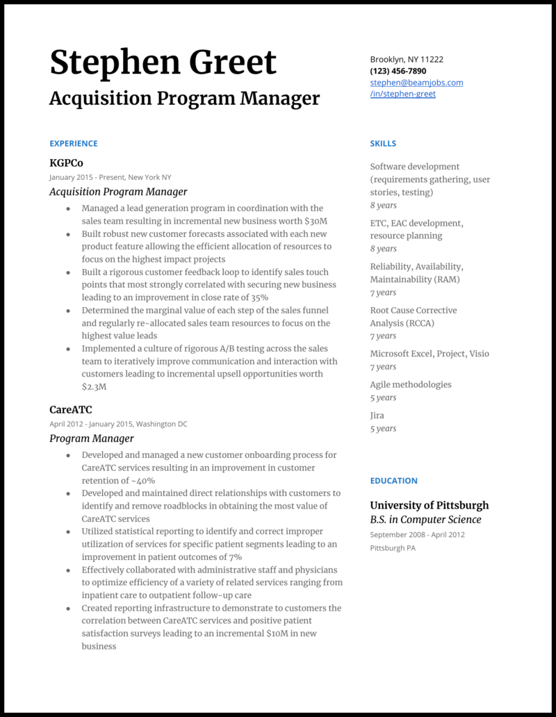 5 Program Manager Resume Samples For 2021