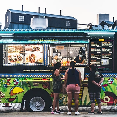 People at a food truck