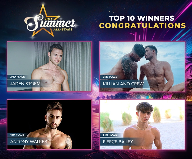 Flirt4Free Gay cam models Jaden Storm, Killian, Antony Walker, and Pierce Bailey Streaming on Flirt4Free