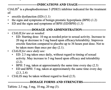 Cialis FDA label - how much Cialis?