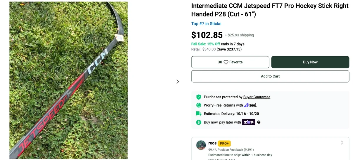 CCM Jetspeed FT7 Pro hockey stick on SidelineSwap